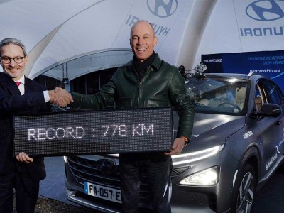 Voiture à hydrogène : record d'autonomie pour Hyundai et Bertrand Piccard