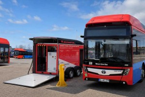 En Allemagne, une station mobile permet d&eacute;j&agrave; &agrave; ces bus &agrave; hydrog&egrave;ne de rouler