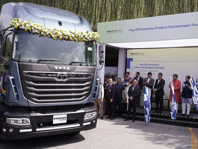 Tata Motors teste toujours ses camions &agrave; hydrog&egrave;ne, mais l'&eacute;lectrique prend d&eacute;j&agrave; une longueur d'avance