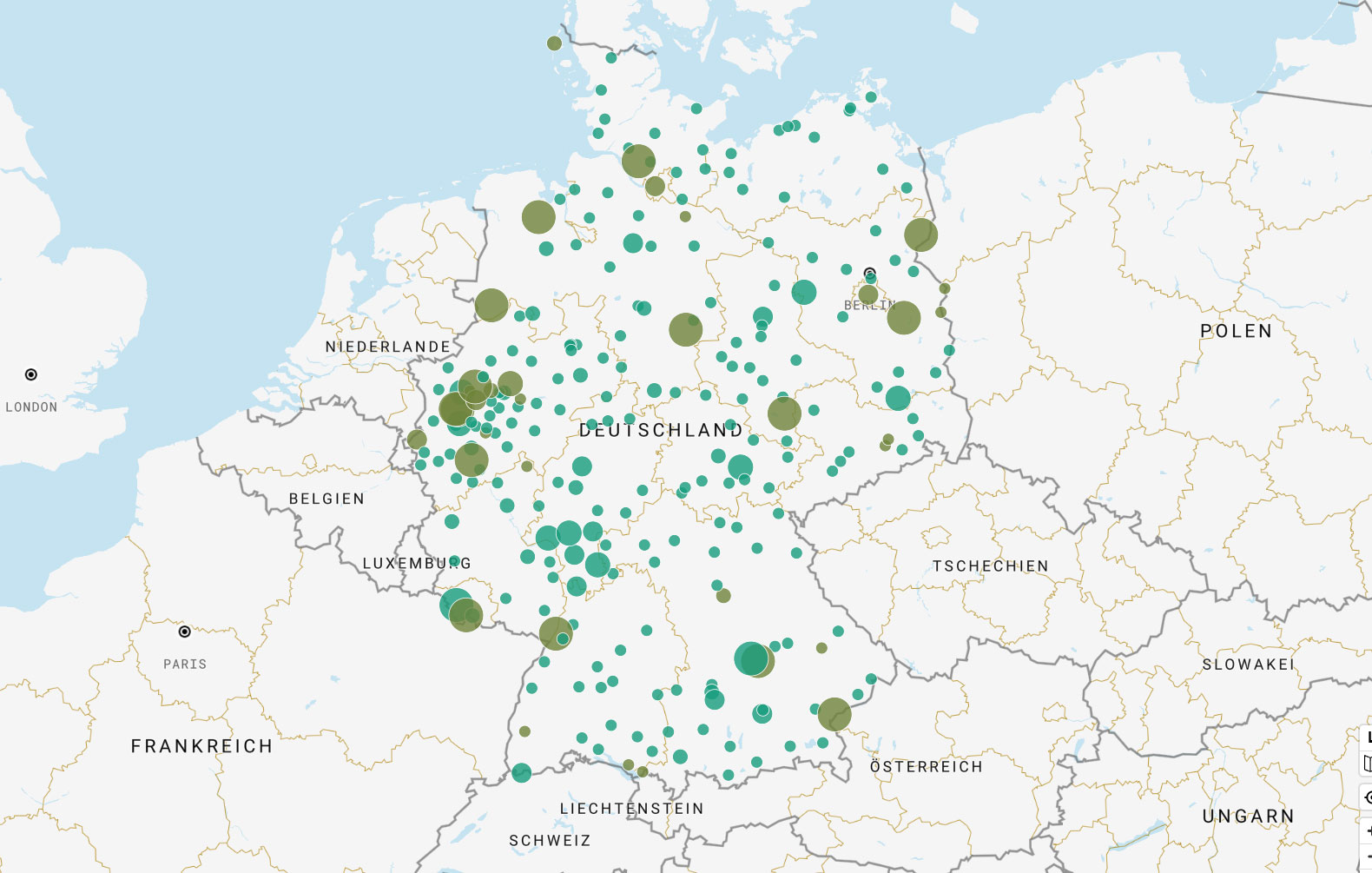 En Allemagne, cette carte interactive identifie les meilleurs sites pour produire de l'hydrog&egrave;ne vert