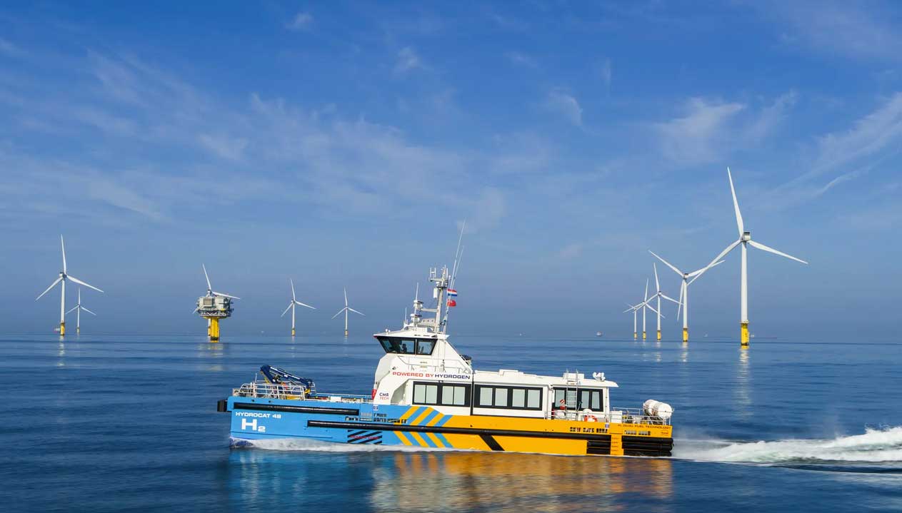 Hydrocat 55 : ce navire &agrave; moteur diesel-hydrog&egrave;ne va desservir l'&eacute;olien offshore